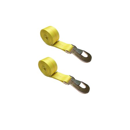 TIE 4 SAFE 2" x 10' Wheel Lasso Lift Strap w/ Flat Snap Hook Tow Dolly Yellow, 2PK TWS21-2510-M3-Y-C-2